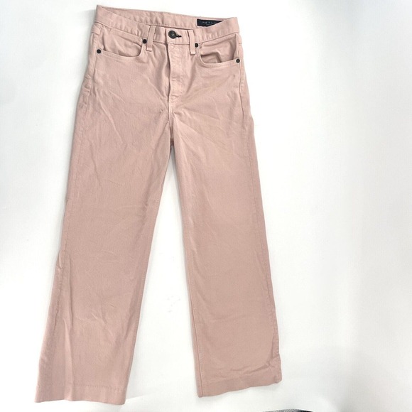 rag & bone Denim - Rag & Bone Womens Pink Pants High-Rise Denim Wide Leg Jeans 27